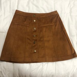 Zara Trafaluc Camel Tan Faux Suede Mini Skirt